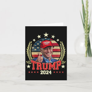 Biden Wearing Trump Red Hat Shirt Funny Trump 2024 Card