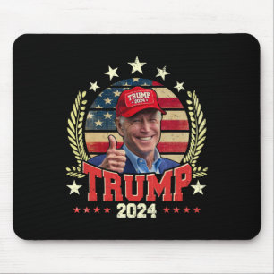 Biden Wearing Trump Red Hat Shirt Funny Trump 2024 Mouse Pad