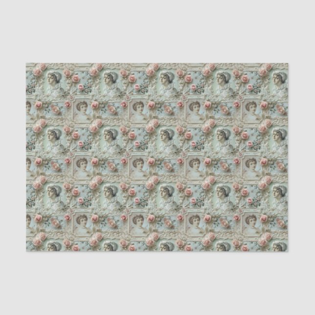 Biedermeier Ladies with Roses Tissue Paper (Front)