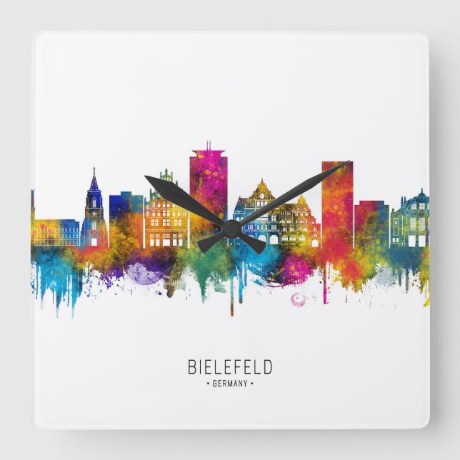 Bielefeld Germany Skyline Square Wall Clock (Front)