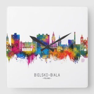 Bielsko-Biala Poland Skyline Square Wall Clock