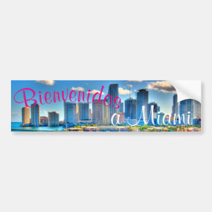 Bienvenidos a Miami Postcard Bumper Stick Sticker