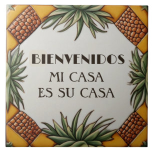 Bienvenidos Mi Casa Es Su Casa Aloe Vera Plant Ceramic Tile
