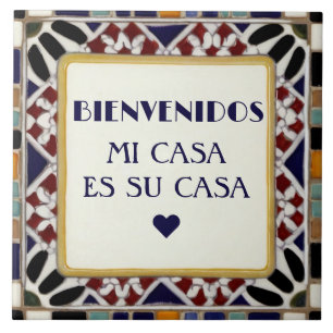 Bienvenidos Mi Casa Es Su Casa Colourful Mosaic Ceramic Tile