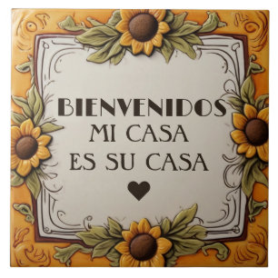 Bienvenidos Mi Casa Es Su Casa Yellow Sunflower Ceramic Tile