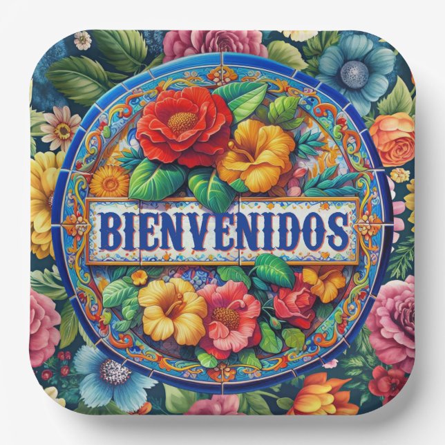 BIENVENIDOS - So Pretty!  Paper Plate (Front)