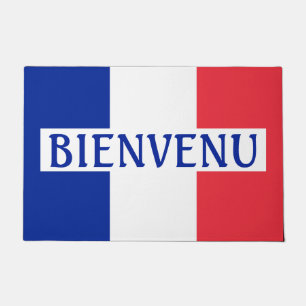 Bienvenu Welcome in French Flag Colours Doormat
