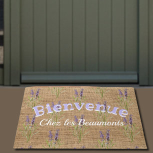 Bienvenue -  vintage lavenders - rustic doormat