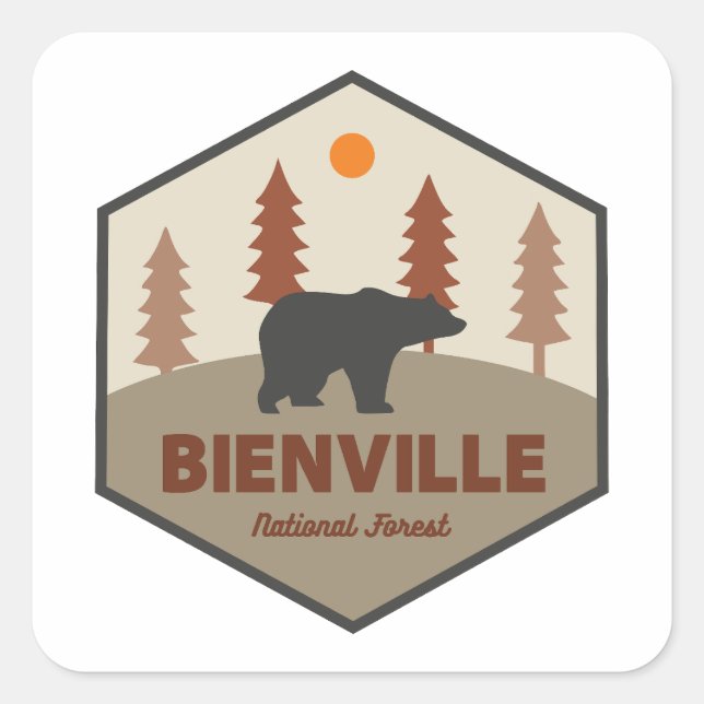 Bienville National Forest Bear Square Sticker (Front)