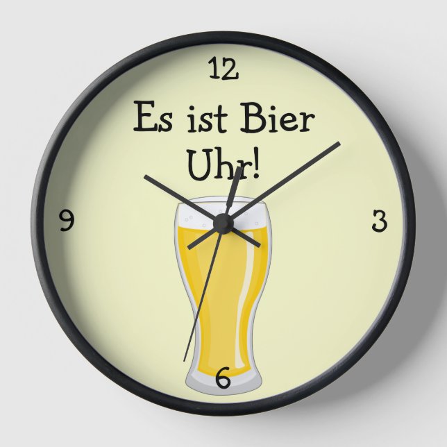 Bier Uhr: Beer O'Clock Oktoberfest Fun Wall Clock (Front)