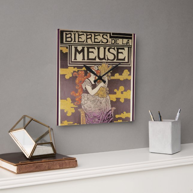 Biere de la Meuse by Marc Auguste Bastard Square Wall Clock (Office)
