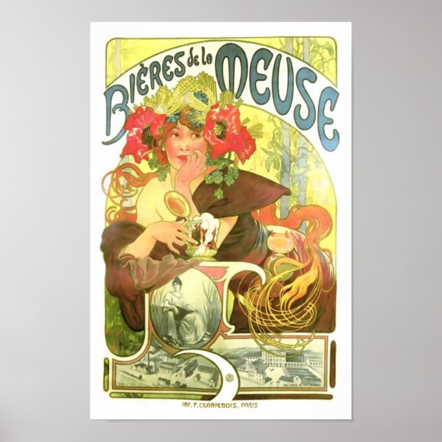 Bières de la Meuse, Alphonse Mucha Poster (Front)
