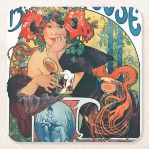 Bieres de la Meuse, Mucha Square Paper Coaster