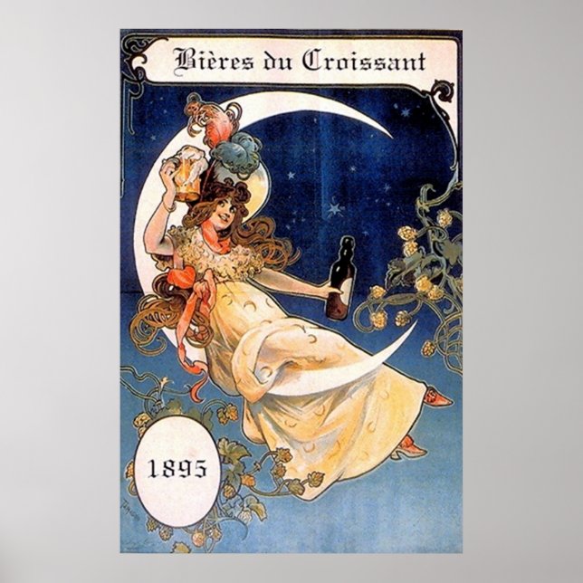 Bieres du Croissant 1895 Vintage Print (Front)