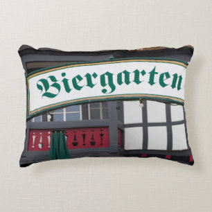Biergarten sign, Germany Decorative Cushion