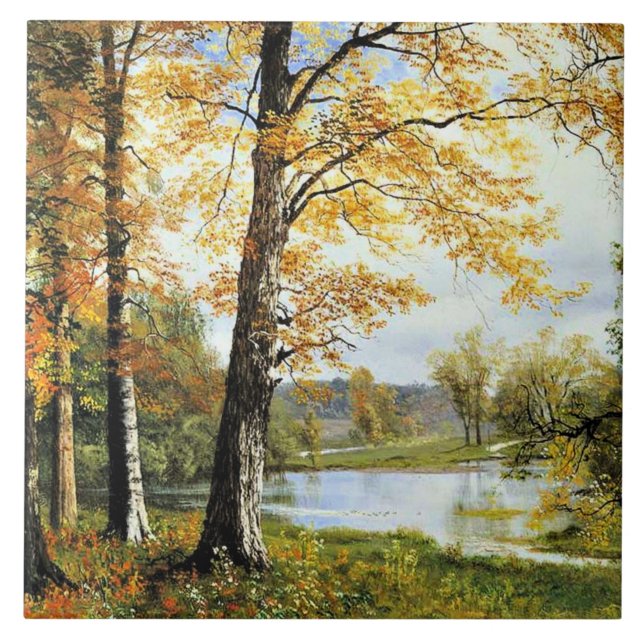 Bierstadt - A Quiet Lake, Ceramic Tile (Front)