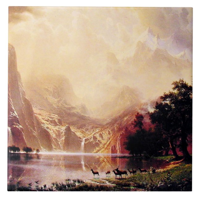 Bierstadt - Among the Sierra Nevada Mountains Ceramic Tile (Front)