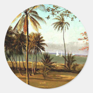 Bierstadt - Florida Scene, fine art painting, Classic Round Sticker