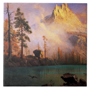 Bierstadt - Mountain Lake, fine art painting Ceramic Tile