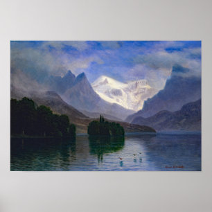 Bierstadt Mountain Scene Painting Poster