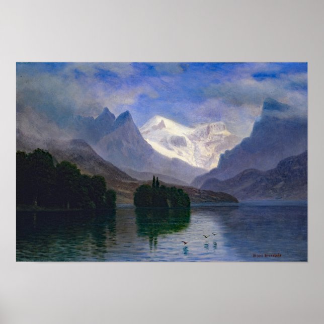 Bierstadt Mountain Scene Painting Poster (Front)