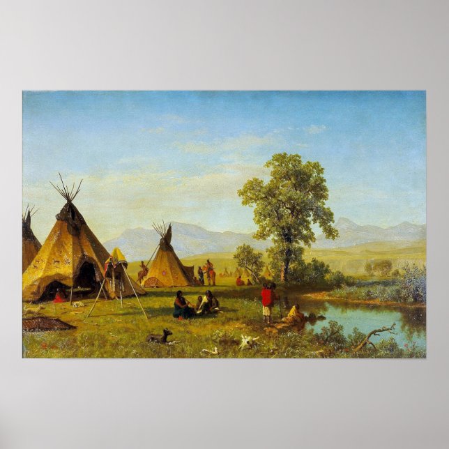 Bierstadt - Sioux Village Near Fort Laramie Poster (Front)
