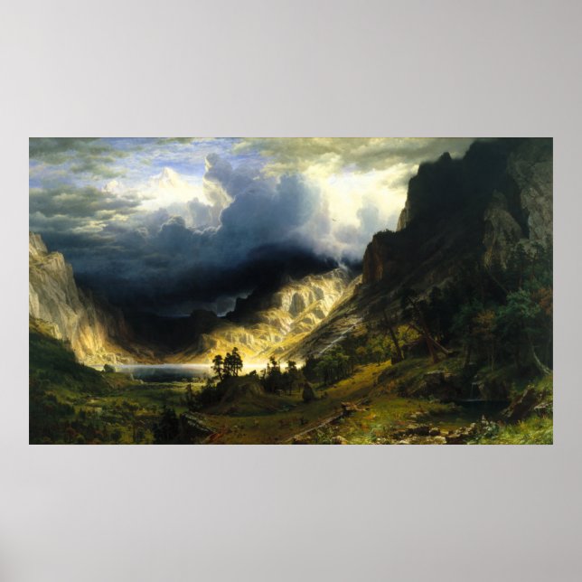 Bierstadt Storm in the Rocky Mountains Poster (Front)