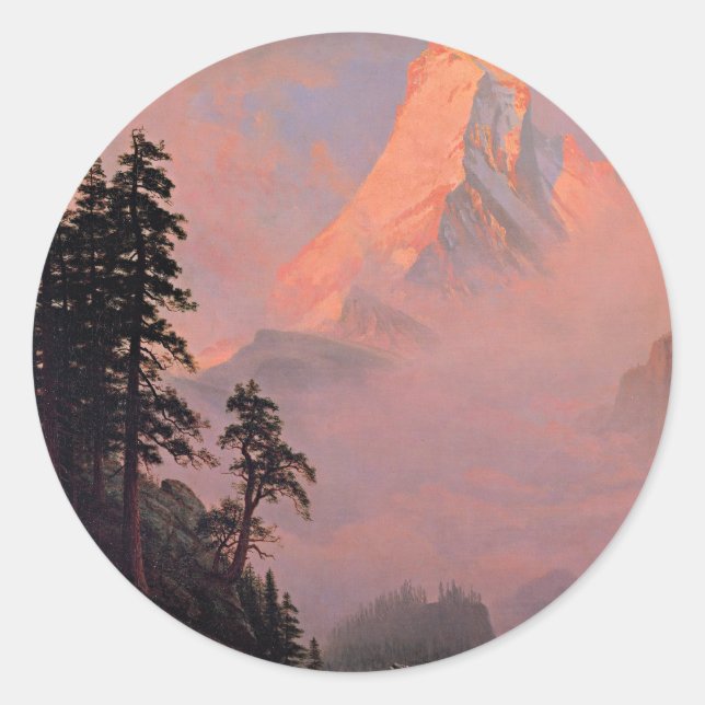 Bierstadt - Sunrise on the Matterhorn Classic Round Sticker (Front)