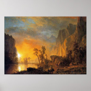 Bierstadt Sunset in the Rockies Painting Poster