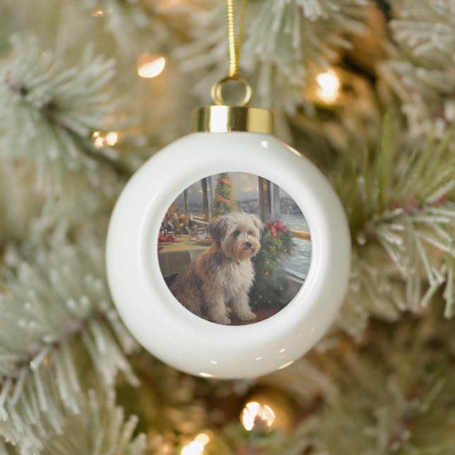 Biewer Terrier Christmas Cruise: Pawsome Holiday  Ceramic Ball Christmas Ornament (Tree)