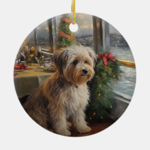 Biewer Terrier Christmas Cruise: Pawsome Holiday  Ceramic Ornament