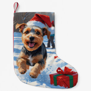 Biewer Terrier Christmas Festive Snow Scene Small Christmas Stocking