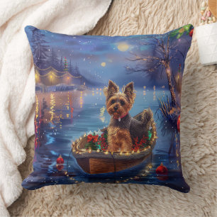 Biewer Terrier Christmas Festive Voyage Cushion