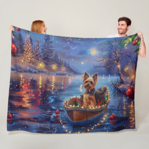 Biewer Terrier Christmas Festive Voyage Fleece Blanket