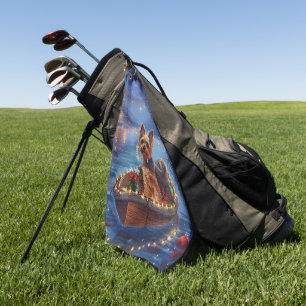 Biewer Terrier Christmas Festive Voyage Golf Towel