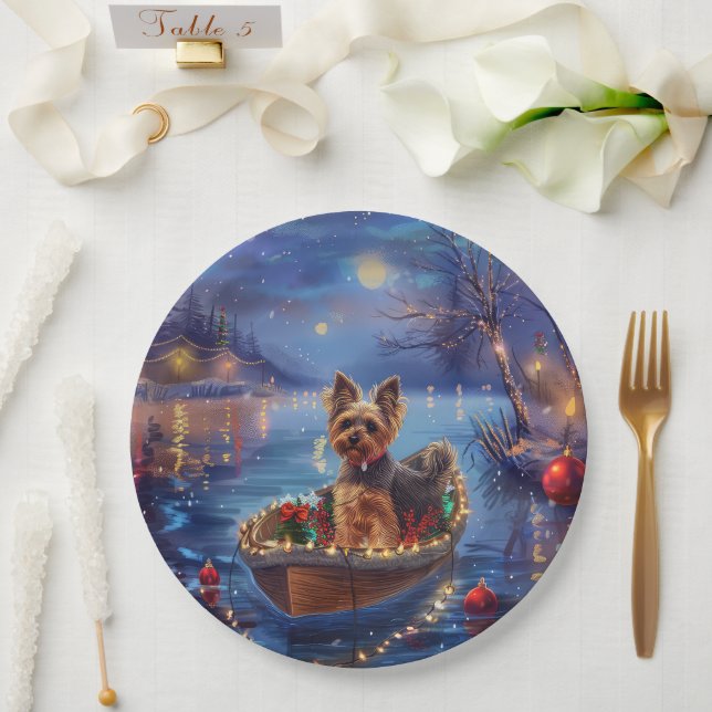 Biewer Terrier Christmas Festive Voyage Paper Plate (Wedding)