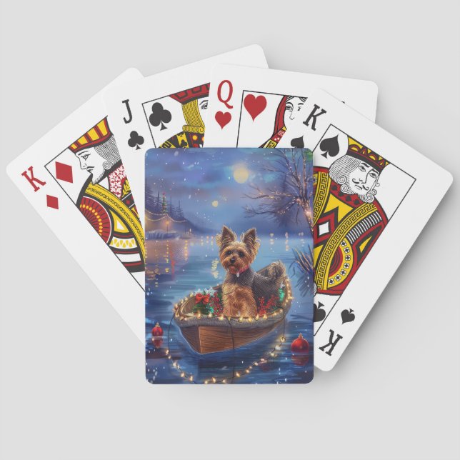 Biewer Terrier Christmas Festive Voyage Playing Cards (Back)