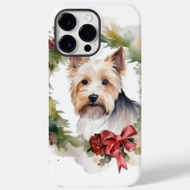 Biewer Terrier Christmas Wreath Festive Pup  Case-Mate iPhone Case (Back)
