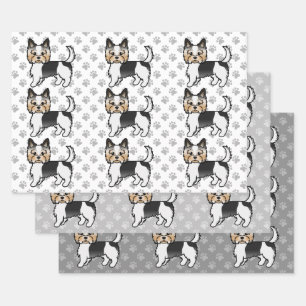 Biewer Terrier Cute Cartoon Dog Pattern Wrapping Paper Sheet