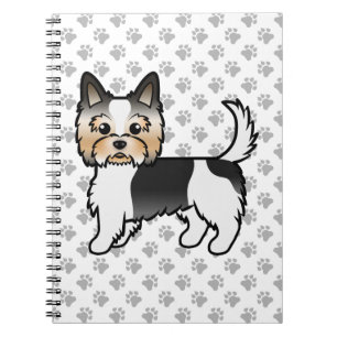 Biewer Terrier Cute Cartoon Dog & Paws Notebook