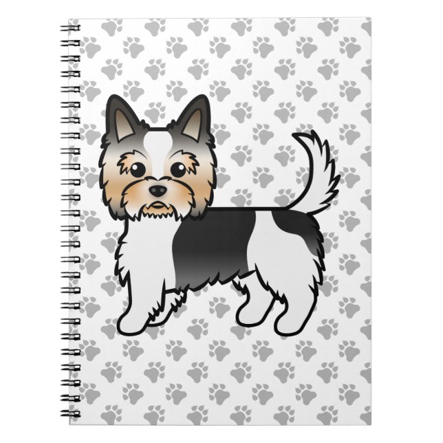 Biewer Terrier Cute Cartoon Dog & Paws Notebook (Front)
