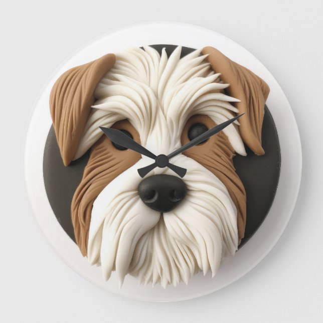 Biewer Terrier Dog 3D Inspired Large Clock (Front)