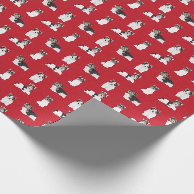 Biewer Terrier dog christmas Wrapping Paper (Corner)