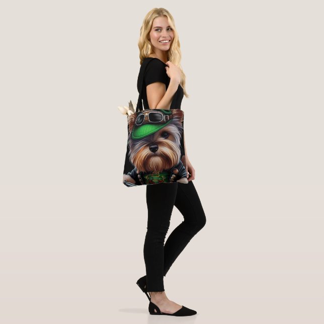 Biewer Terrier Dog Driving Bike St. Patrick's Day Tote Bag (On Model)