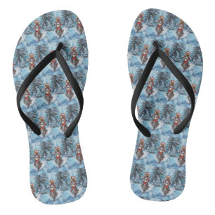 Biewer Terrier Dog Riding Motorcycle Christmas Thongs