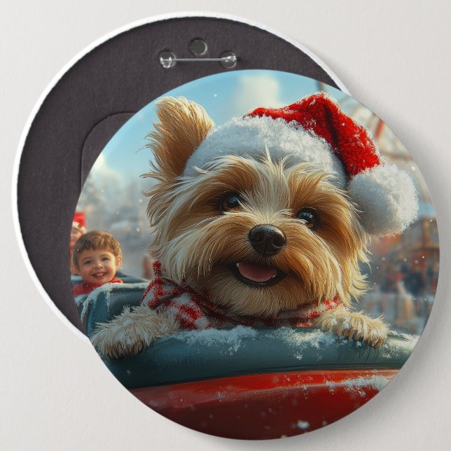 Biewer Terrier Dog Roller Coaster Christmas  6 Cm Round Badge (Front & Back)