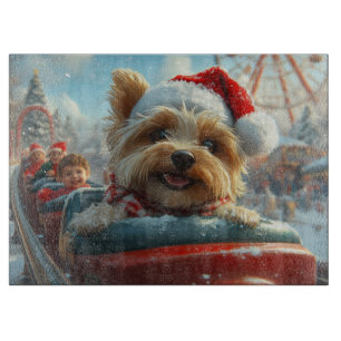 Biewer Terrier Dog Roller Coaster Christmas Cutting Board