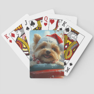 Biewer Terrier Dog Roller Coaster Christmas Playing Cards