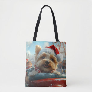Biewer Terrier Dog Roller Coaster Christmas Tote Bag