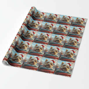 Biewer Terrier Dog Roller Coaster Christmas Wrapping Paper